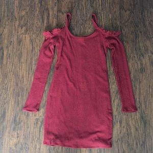 Hollister Ruffle Cold Shoulder Bodycon Dress